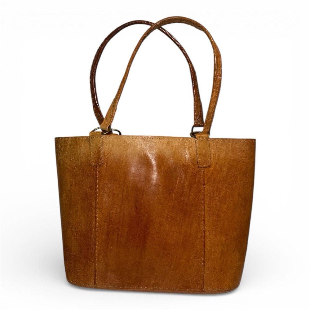 Nkuku Savannah Brown Leather Shopper Tote Eco Friendly Bag Handles Fair Trade